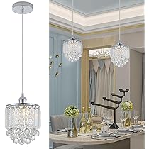 Sheenkarion 2 Pack Decorative Crystal Pendant Light,Chrome